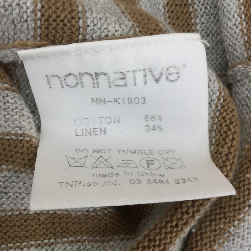 ノンネイティブ nonnative ニット、セーター 長袖 1 ボーダー柄 灰 / グレー / X 茶 / ブラウン / メンズ USED 古着 中古 10040655