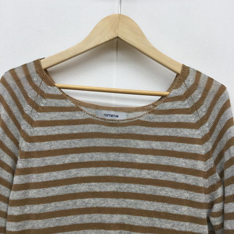 ノンネイティブ nonnative ニット、セーター 長袖 1 ボーダー柄 灰 / グレー / X 茶 / ブラウン / メンズ USED 古着 中古 10040655