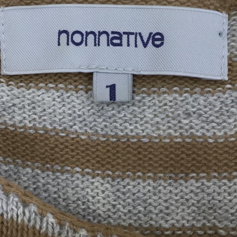 ノンネイティブ nonnative ニット、セーター 長袖 1 ボーダー柄 灰 / グレー / X 茶 / ブラウン / メンズ USED 古着 中古 10040655