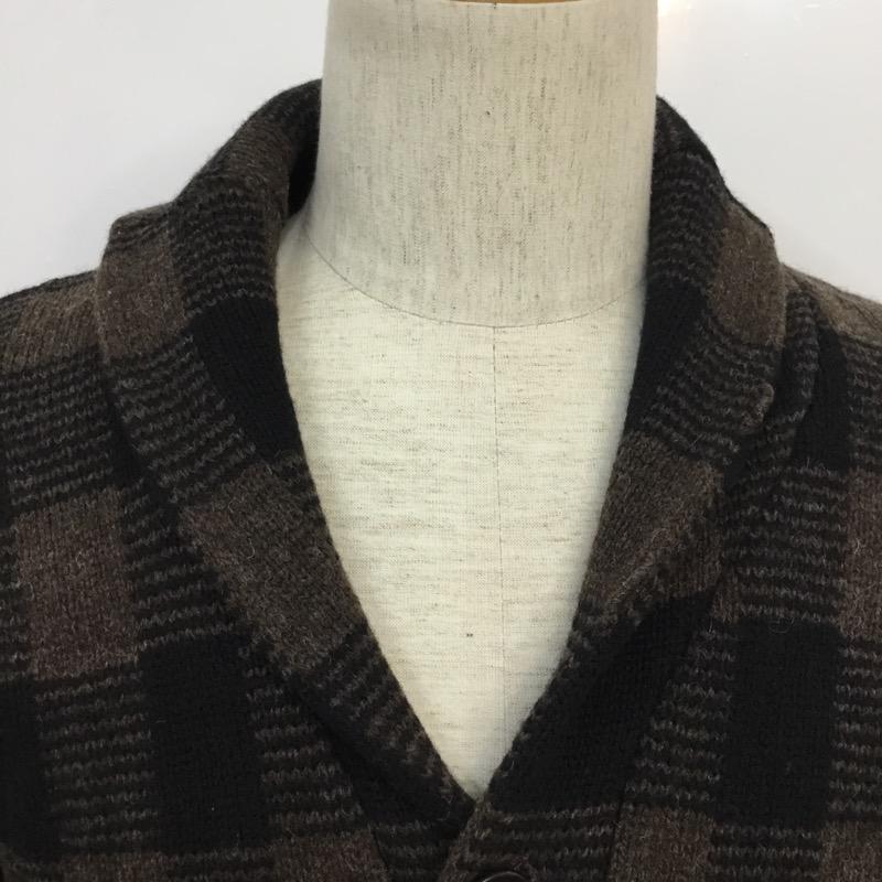 ジャーナルスタンダード JOURNAL STANDARD カーディガン 長袖 ショールカラー ニット チェック M チェック 黒 / ブラック / X 茶 / ブラウン / メンズ USED 古着 中古 10040979