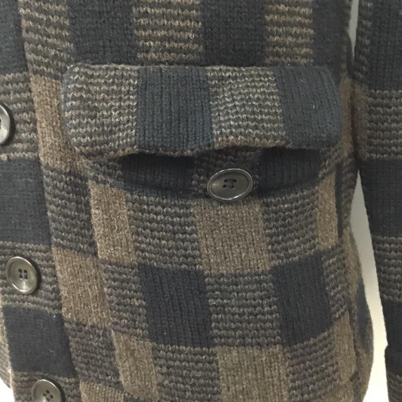 ジャーナルスタンダード JOURNAL STANDARD カーディガン 長袖 ショールカラー ニット チェック M チェック 黒 / ブラック / X 茶 / ブラウン / メンズ USED 古着 中古 10040979