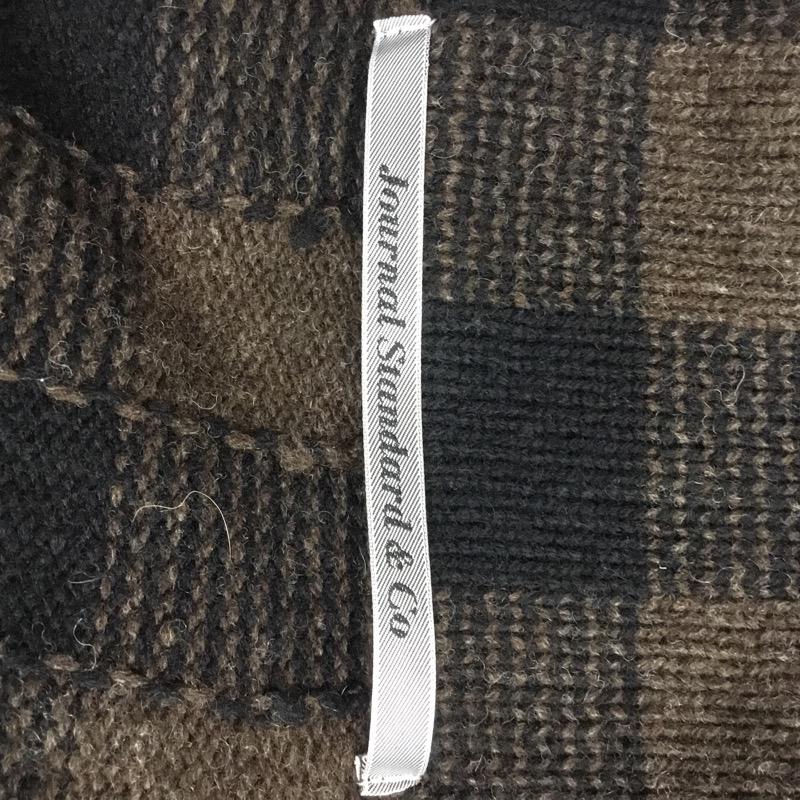 ジャーナルスタンダード JOURNAL STANDARD カーディガン 長袖 ショールカラー ニット チェック M チェック 黒 / ブラック / X 茶 / ブラウン / メンズ USED 古着 中古 10040979
