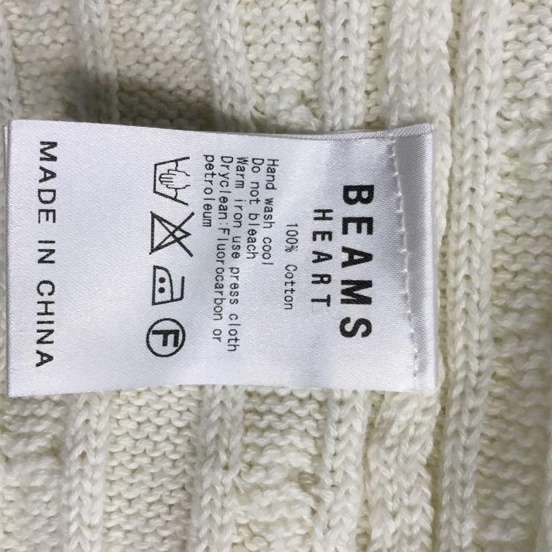 ビームス ハート BEAMS HEART ニット、セーター 長袖 クルーネック M 無地 白 / ホワイト / メンズ USED 古着 中古 10041015
