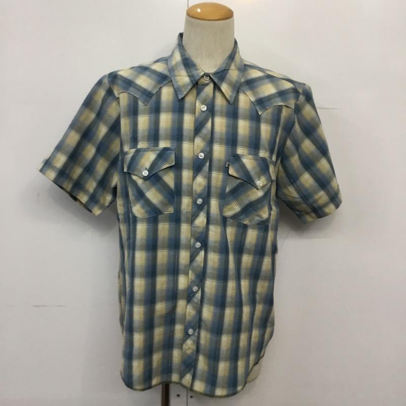 エクストララージ XLARGE シャツ、ブラウス 半袖 チェック M チェック 水色 / ライトブルー / X ベージュ / ベージュ / メンズ USED 古着 中古 10041114