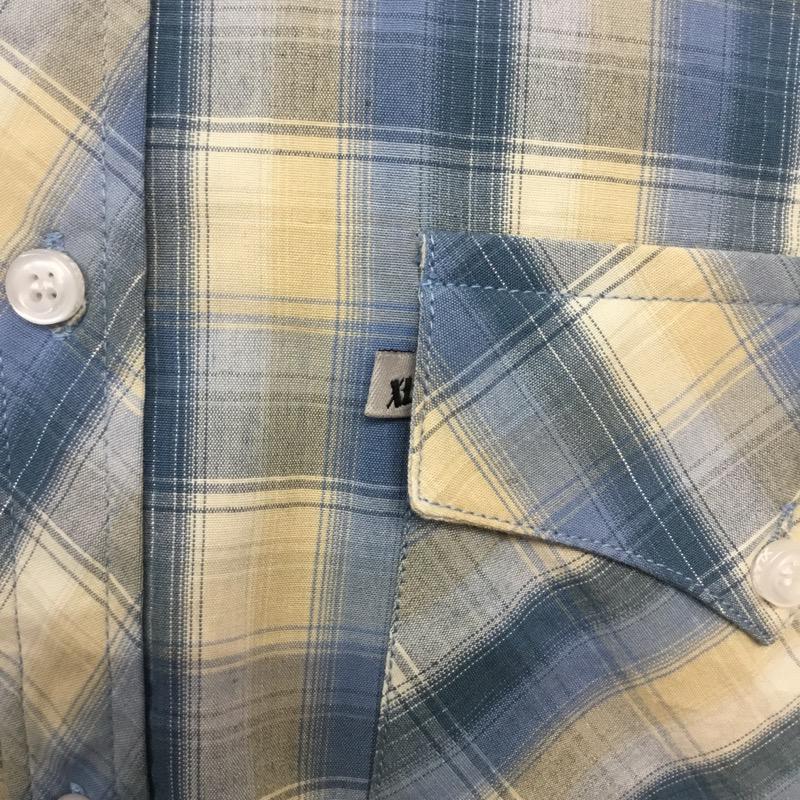 エクストララージ XLARGE シャツ、ブラウス 半袖 チェック M チェック 水色 / ライトブルー / X ベージュ / ベージュ / メンズ USED 古着 中古 10041114