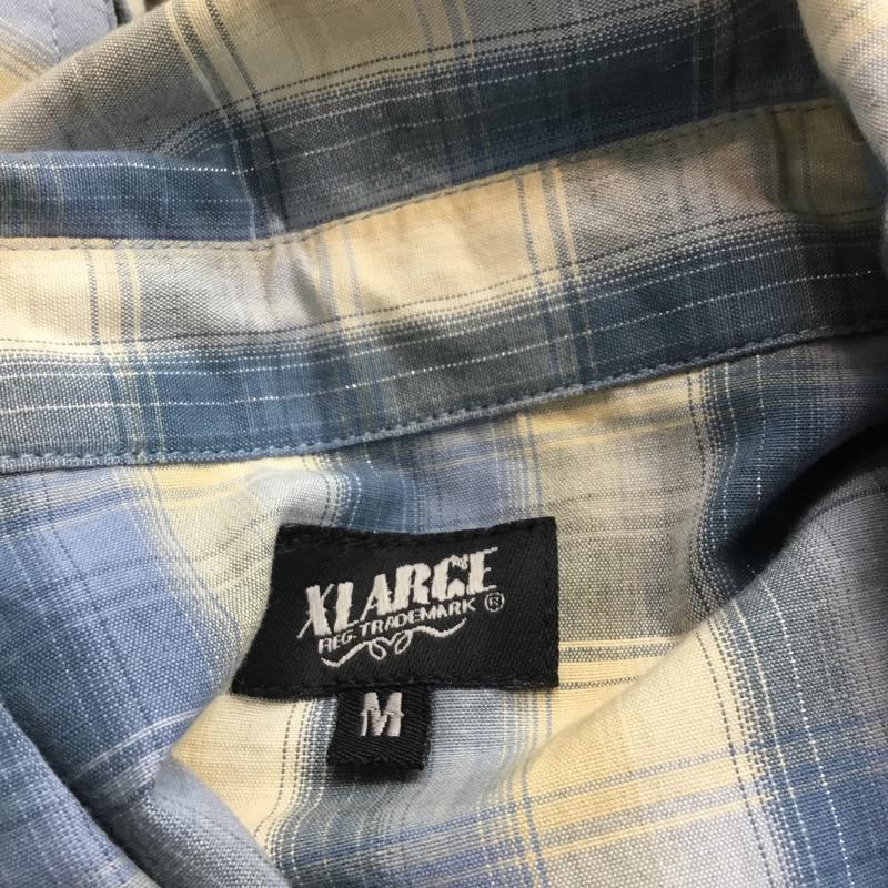 エクストララージ XLARGE シャツ、ブラウス 半袖 チェック M チェック 水色 / ライトブルー / X ベージュ / ベージュ / メンズ USED 古着 中古 10041114