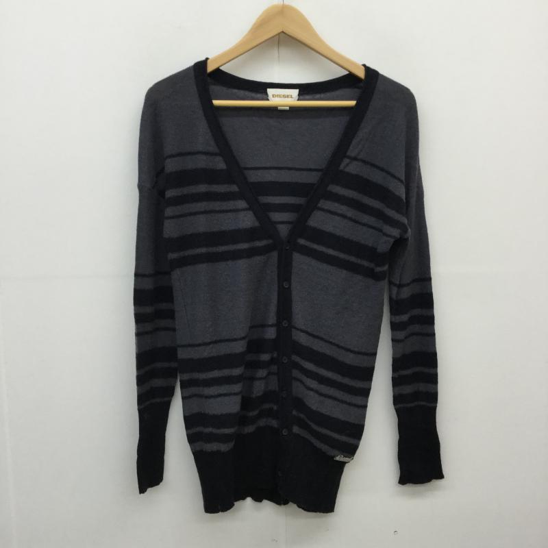 ディーゼル DIESEL カーディガン 長袖 XS ボーダー柄 灰 / グレー / X 黒 / ブラック / メンズ USED 古着 中古 10041132