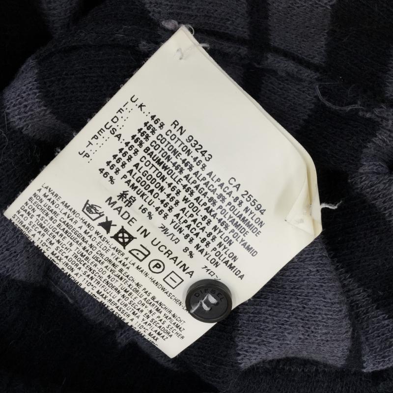 ディーゼル DIESEL カーディガン 長袖 XS ボーダー柄 灰 / グレー / X 黒 / ブラック / メンズ USED 古着 中古 10041132