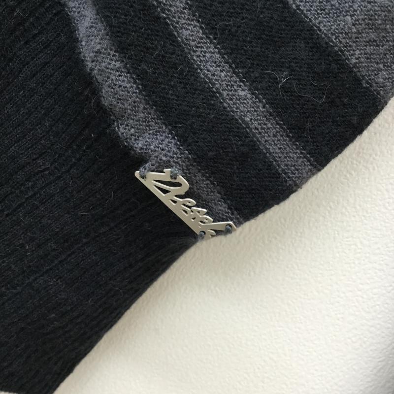 ディーゼル DIESEL カーディガン 長袖 XS ボーダー柄 灰 / グレー / X 黒 / ブラック / メンズ USED 古着 中古 10041132