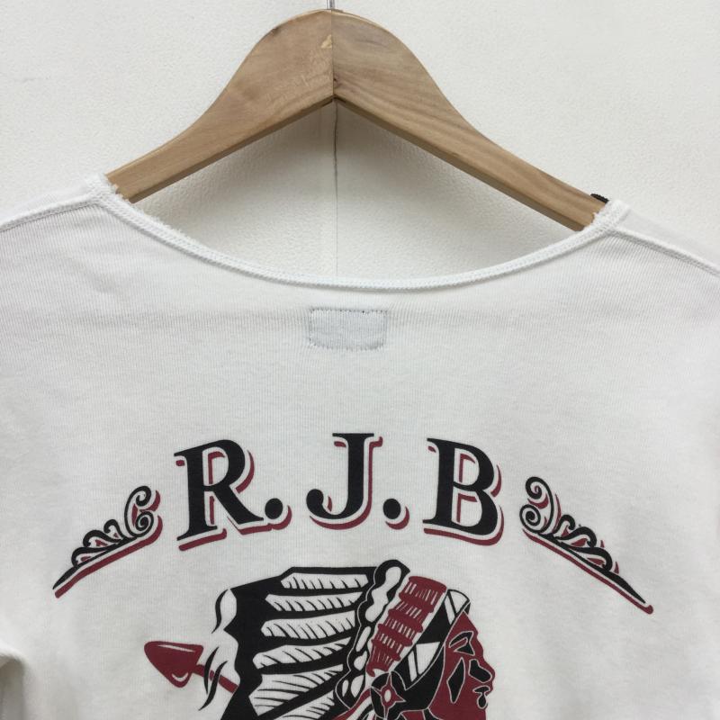 アールジェイビー R.J.B Tシャツ 半袖 THE FLAT HEAD ロゴ、文字 白 / ホワイト / メンズ USED 古着 中古 10041146