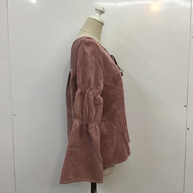 マジェスティックレゴン MAJESTIC LEGON シャツ、ブラウス 長袖 細コール編み上げブラウス M 無地 桃 / ピンク / レディース USED 古着 中古 10041398
