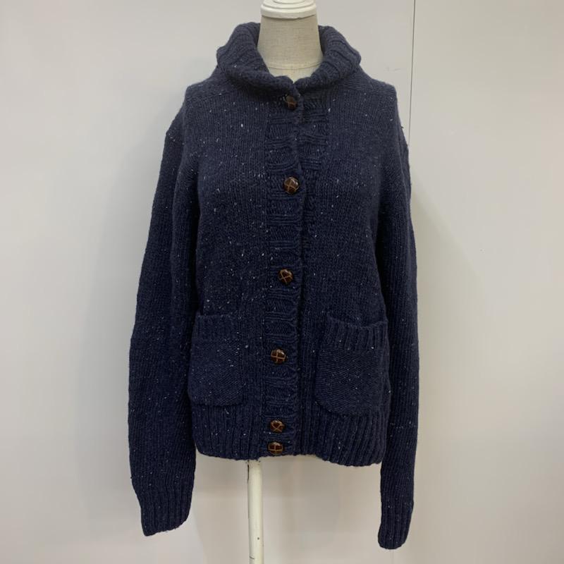 アーバンリサーチ URBAN RESEARCH カーディガン 長袖 ニット ショールカラー FREE 無地 紺 / ネイビー / レディース USED 古着 中古 10041462