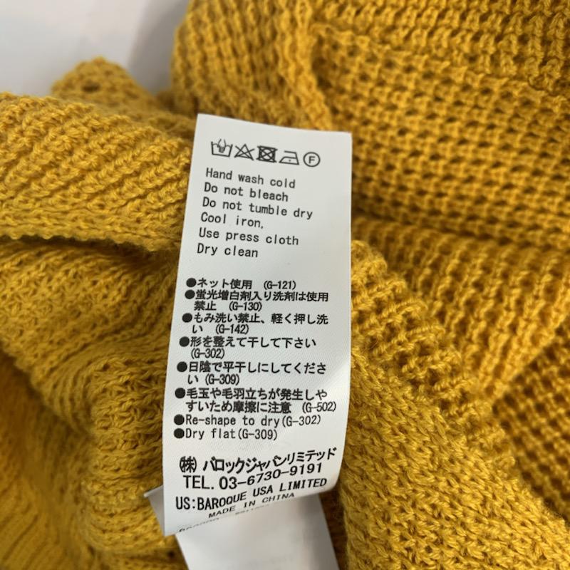 アズールバイマウジー AZUL BY MOUSSY ニット、セーター 七分袖 ワッフル編み7分袖クルーネックニットプルオーバー M 無地 黄 / イエロー / レディース USED 古着 中古 10041477