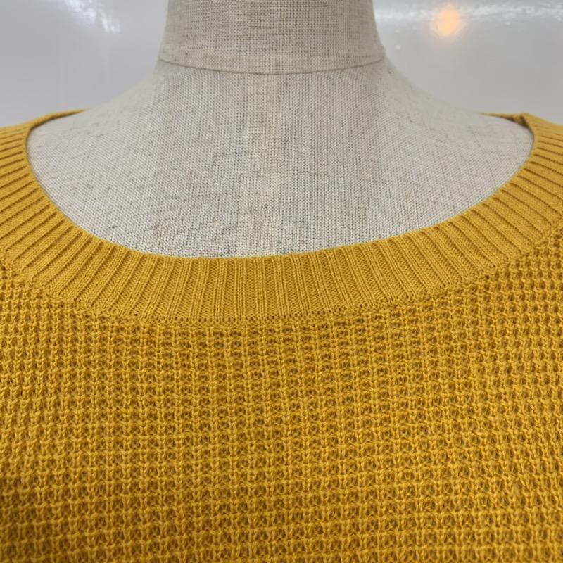 アズールバイマウジー AZUL BY MOUSSY ニット、セーター 七分袖 ワッフル編み7分袖クルーネックニットプルオーバー M 無地 黄 / イエロー / レディース USED 古着 中古 10041477