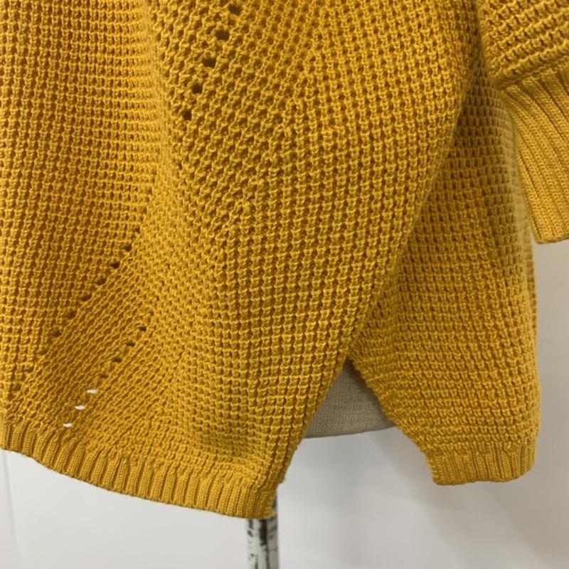 アズールバイマウジー AZUL BY MOUSSY ニット、セーター 七分袖 ワッフル編み7分袖クルーネックニットプルオーバー M 無地 黄 / イエロー / レディース USED 古着 中古 10041477