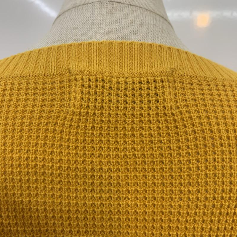 アズールバイマウジー AZUL BY MOUSSY ニット、セーター 七分袖 ワッフル編み7分袖クルーネックニットプルオーバー M 無地 黄 / イエロー / レディース USED 古着 中古 10041477