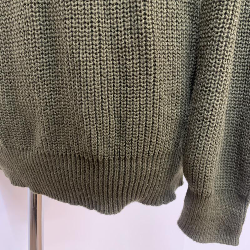 アーバンリサーチ URBAN RESEARCH ニット、セーター 長袖 Vネック 40 無地 カーキ / カーキ / メンズ USED 古着 中古 10041699