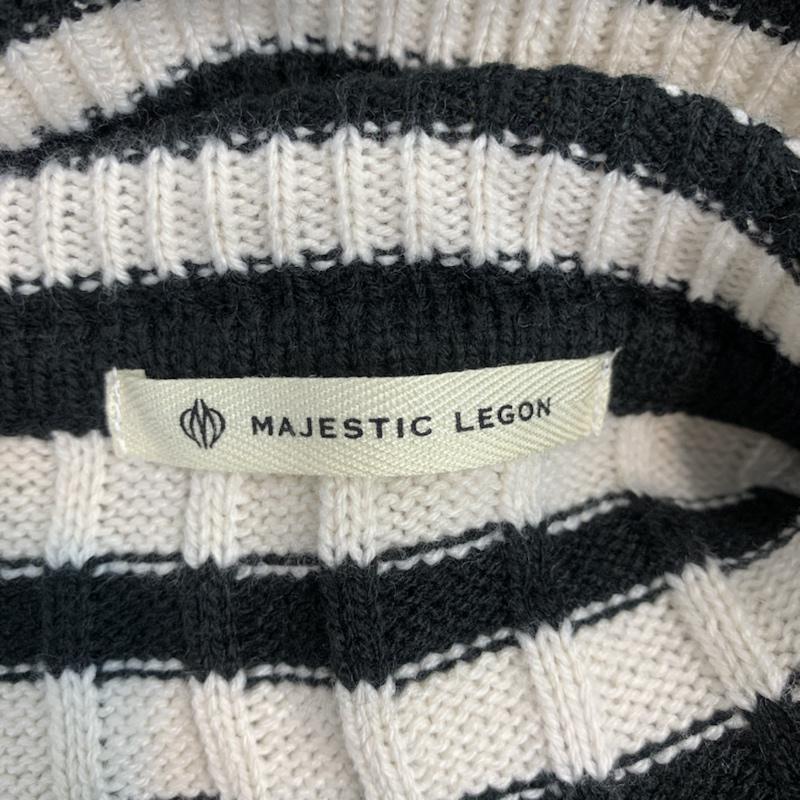 マジェスティックレゴン MAJESTIC LEGON ニット、セーター 長袖 ボーダー タートルネック FREE ボーダー柄 白 / ホワイト / X 黒 / ブラック / レディース USED 古着 中古 10041961