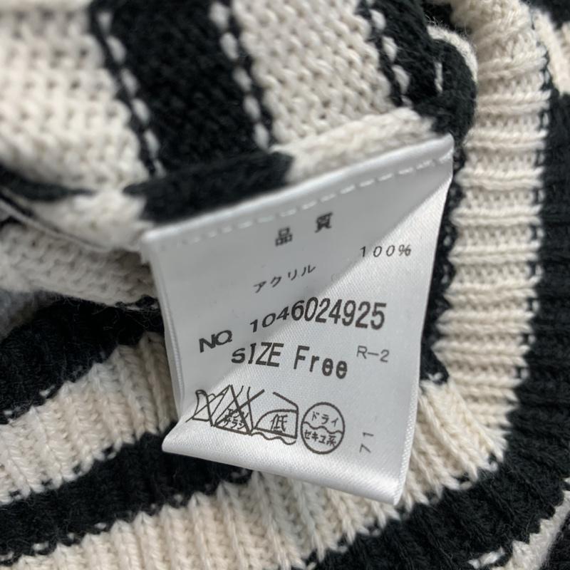 マジェスティックレゴン MAJESTIC LEGON ニット、セーター 長袖 ボーダー タートルネック FREE ボーダー柄 白 / ホワイト / X 黒 / ブラック / レディース USED 古着 中古 10041961