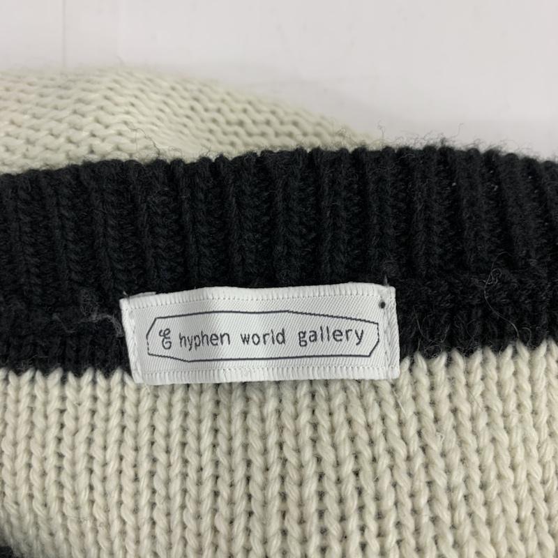 イーハイフンワールドギャラリー E hyphen world gallery ニット、セーター 長袖 FREE ボーダー柄 白 / ホワイト / X 黒 / ブラック / レディース USED 古着 中古 10042007
