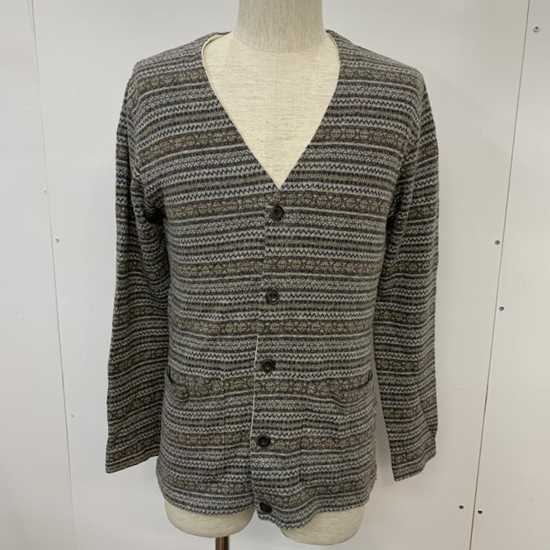 グリーンレーベルリラクシング green label relaxing カーディガン 長袖 M 総柄 灰 / グレー / メンズ USED 古着 中古 10042060