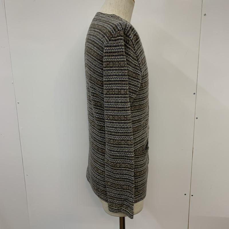 グリーンレーベルリラクシング green label relaxing カーディガン 長袖 M 総柄 灰 / グレー / メンズ USED 古着 中古 10042060