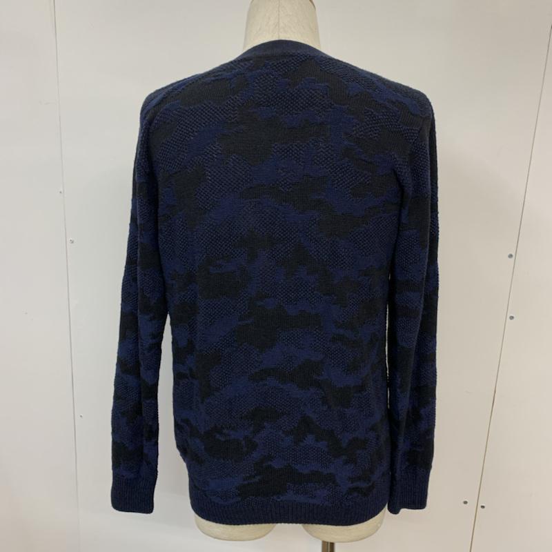 ナノユニバース nano・universe カーディガン 長袖 M 総柄 紺 / ネイビー / メンズ USED 古着 中古 10042064