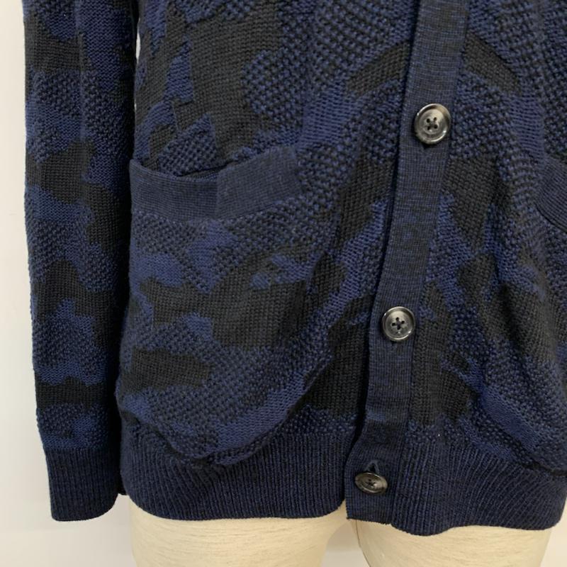 ナノユニバース nano・universe カーディガン 長袖 M 総柄 紺 / ネイビー / メンズ USED 古着 中古 10042064
