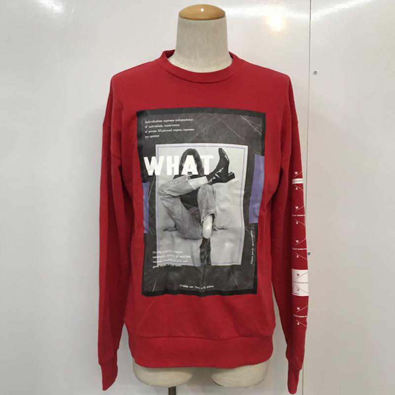 ブラウニー BROWNY トレーナー 長袖 スウェット M ロゴ、文字 赤 / レッド / メンズ USED 古着 中古 10042153