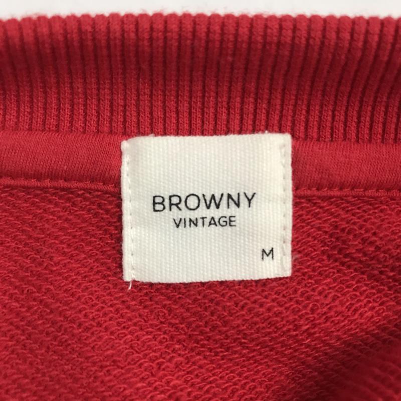 ブラウニー BROWNY トレーナー 長袖 スウェット M ロゴ、文字 赤 / レッド / メンズ USED 古着 中古 10042153