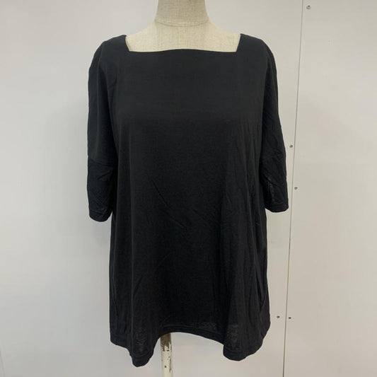 グローバルワーク GLOBAL WORK カットソー 半袖 五分袖 リボン L 無地 黒 / ブラック /  レディース USED 古着 中古 10042421