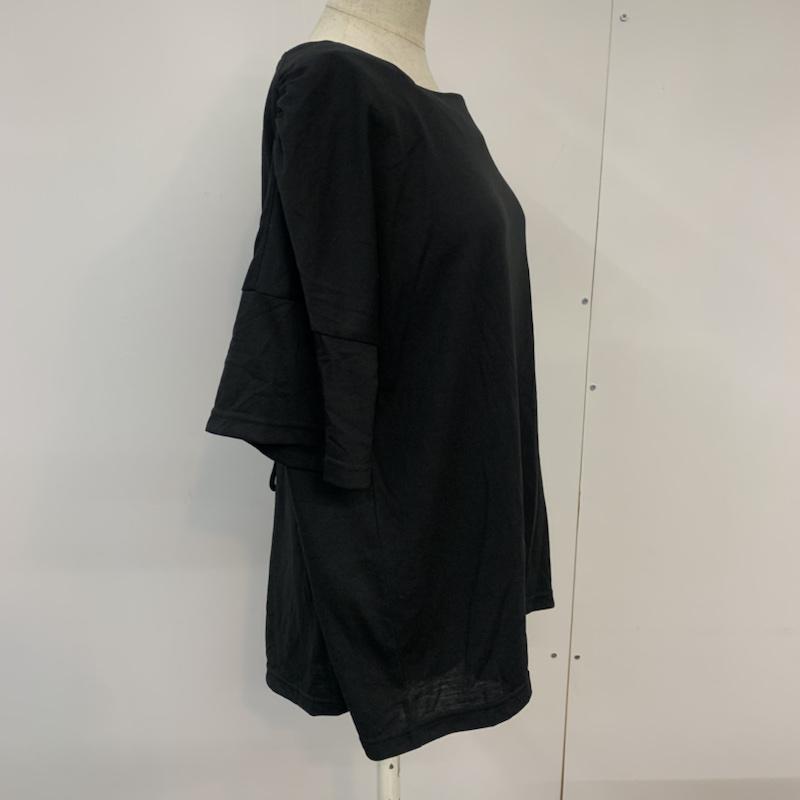 グローバルワーク GLOBAL WORK カットソー 半袖 五分袖 リボン L 無地 黒 / ブラック /  レディース USED 古着 中古 10042421