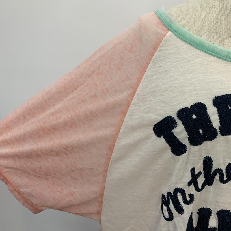 ビームス ハート BEAMS HEART Tシャツ 七分袖 ラグラン ドルマンスリーブ ロゴ ロゴ、文字 白 / ホワイト / X 桃 / ピンク / レディース USED 古着 中古 10042427