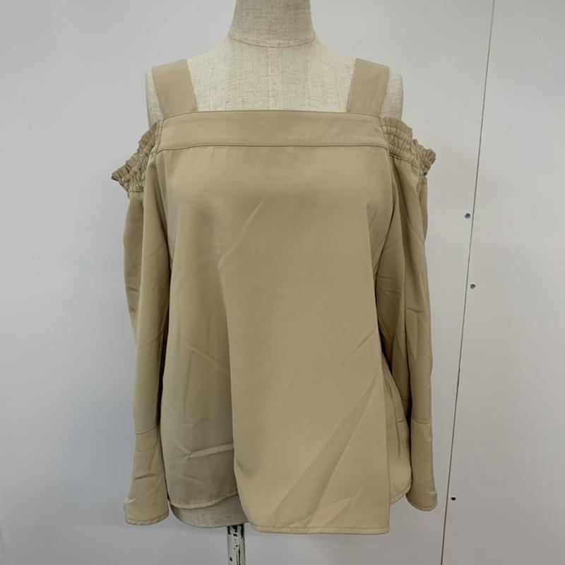 イーハイフンワールドギャラリーピー E hyphen world gallery PEACE カットソー 七分袖 2WAY オフショルダー FREE 無地 ベージュ / ベージュ /  レディース USED 古着 中古 10042433