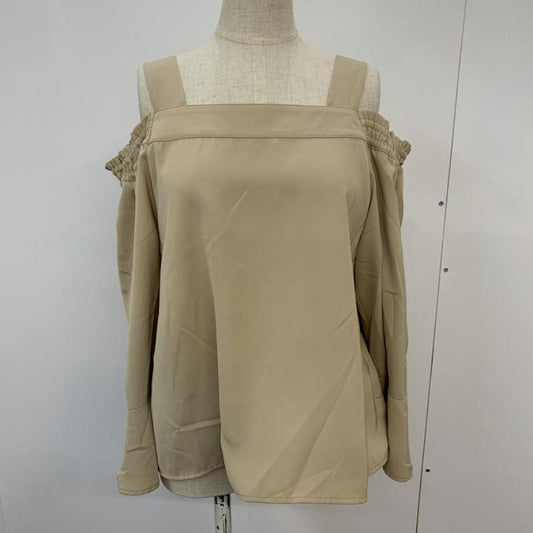 イーハイフンワールドギャラリーピー E hyphen world gallery PEACE カットソー 七分袖 2WAY オフショルダー FREE 無地 ベージュ / ベージュ /  レディース USED 古着 中古 10042433