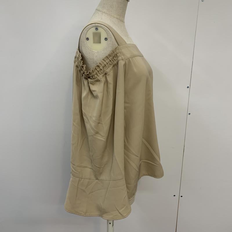 イーハイフンワールドギャラリーピー E hyphen world gallery PEACE カットソー 七分袖 2WAY オフショルダー FREE 無地 ベージュ / ベージュ /  レディース USED 古着 中古 10042433