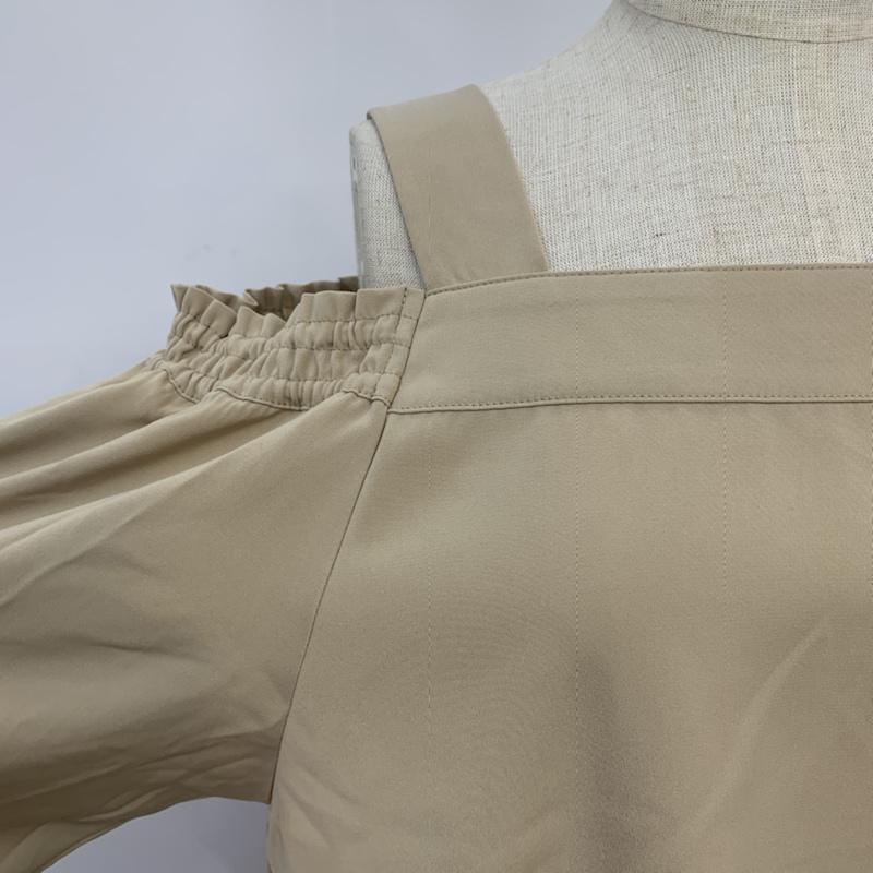 イーハイフンワールドギャラリーピー E hyphen world gallery PEACE カットソー 七分袖 2WAY オフショルダー FREE 無地 ベージュ / ベージュ /  レディース USED 古着 中古 10042433