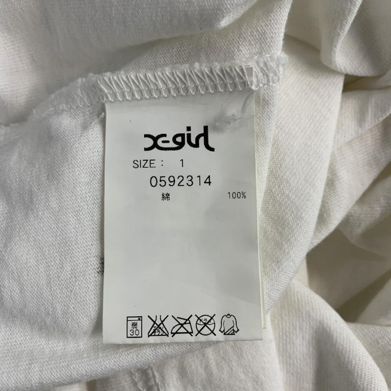 エックスガール X-girl Tシャツ 七分袖 Vネック 星柄 ロゴ 1 星 X 白 / ホワイト / レディース USED 古着 中古 10042444