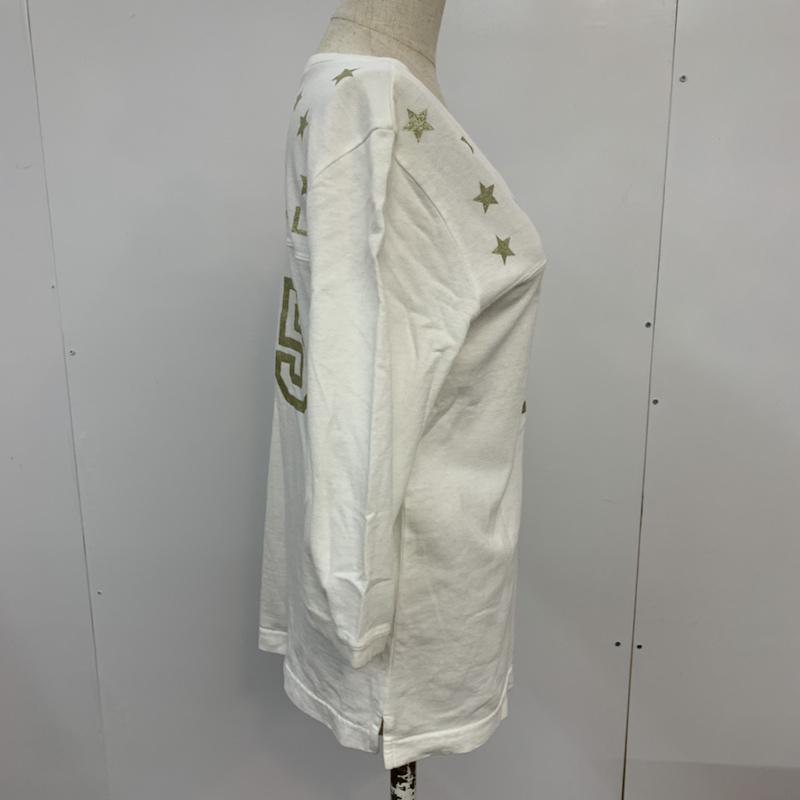 エックスガール X-girl Tシャツ 七分袖 Vネック 星柄 ロゴ 1 星 X 白 / ホワイト / レディース USED 古着 中古 10042444