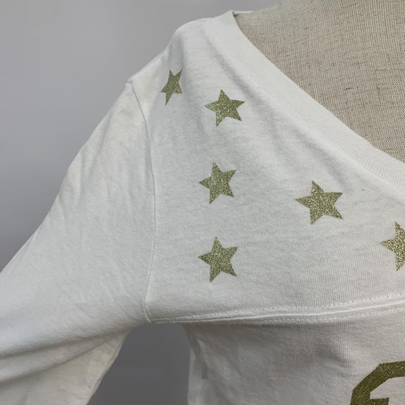 エックスガール X-girl Tシャツ 七分袖 Vネック 星柄 ロゴ 1 星 X 白 / ホワイト / レディース USED 古着 中古 10042444