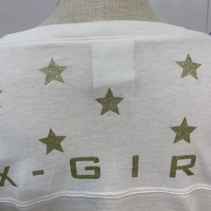 エックスガール X-girl Tシャツ 七分袖 Vネック 星柄 ロゴ 1 星 X 白 / ホワイト / レディース USED 古着 中古 10042444
