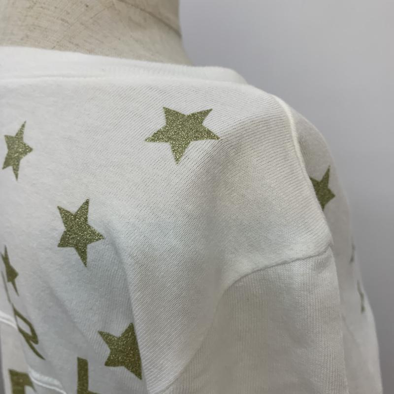 エックスガール X-girl Tシャツ 七分袖 Vネック 星柄 ロゴ 1 星 X 白 / ホワイト / レディース USED 古着 中古 10042444