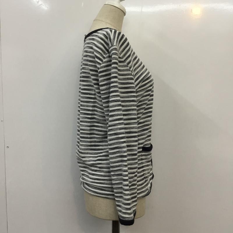 インデックス index カーディガン 長袖 ボーダー ラメ L 黒 / ブラック / X 白 / ホワイト / レディース USED 古着 中古 10042483
