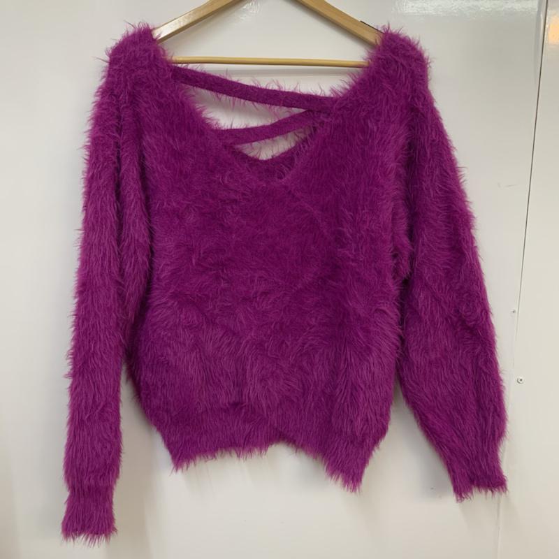 アヴァンリリィ Avan Lily ニット、セーター 長袖 FREE 無地 紫 / パープル / レディース USED 古着 中古 10042714