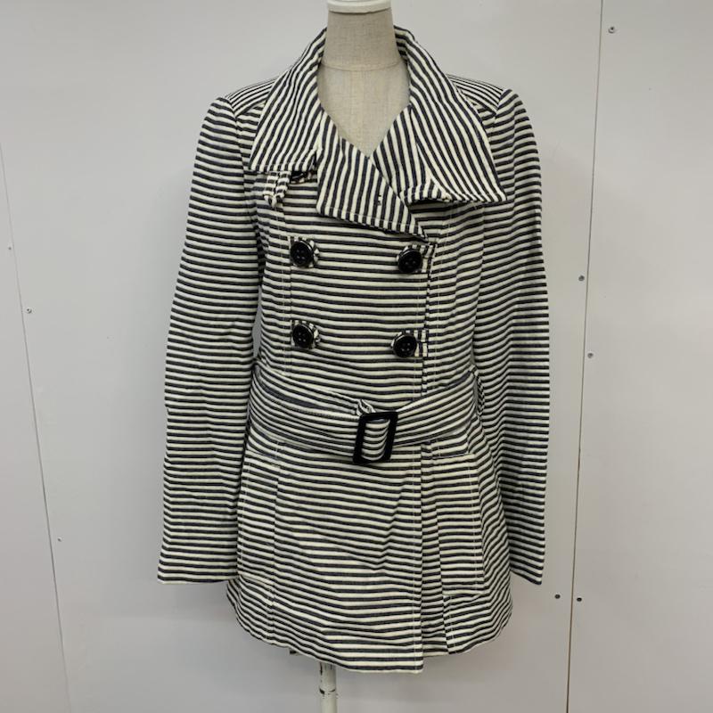 ザラベーシック ZARA BASIC ジャケット、上着 ジャケット、ブレザー ボーダー M ボーダー柄 白 / ホワイト / X 紺 / ネイビー / レディース USED 古着 中古 10042870