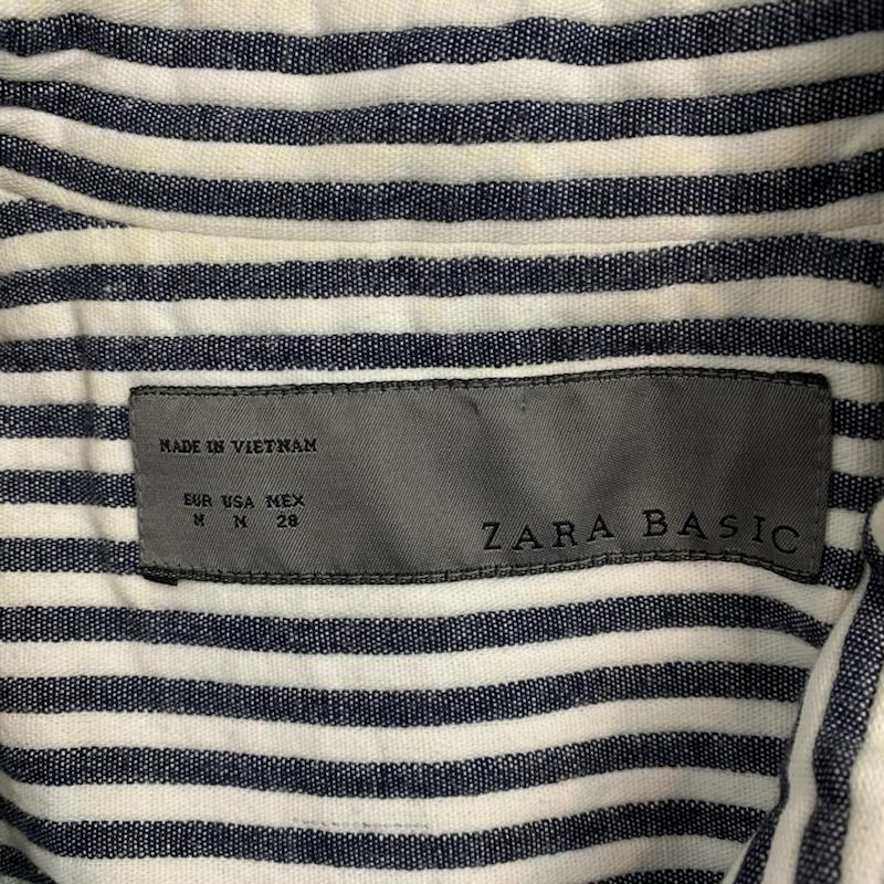 ザラベーシック ZARA BASIC ジャケット、上着 ジャケット、ブレザー ボーダー M ボーダー柄 白 / ホワイト / X 紺 / ネイビー / レディース USED 古着 中古 10042870