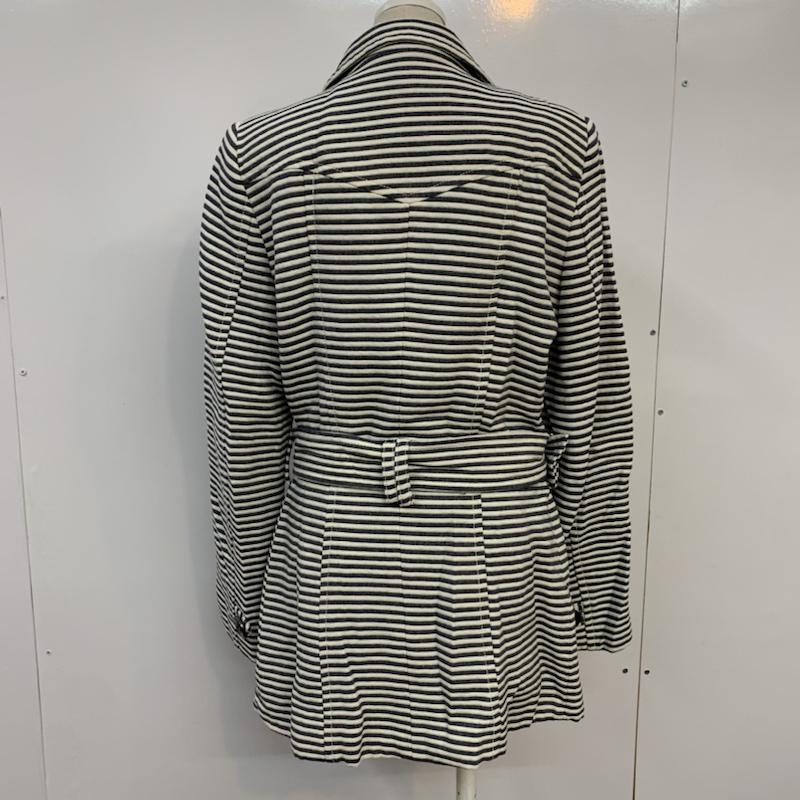 ザラベーシック ZARA BASIC ジャケット、上着 ジャケット、ブレザー ボーダー M ボーダー柄 白 / ホワイト / X 紺 / ネイビー / レディース USED 古着 中古 10042870