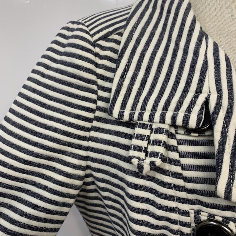 ザラベーシック ZARA BASIC ジャケット、上着 ジャケット、ブレザー ボーダー M ボーダー柄 白 / ホワイト / X 紺 / ネイビー / レディース USED 古着 中古 10042870