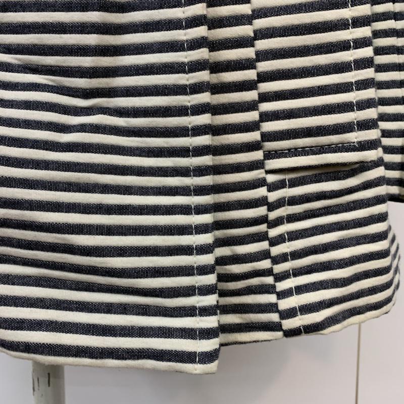 ザラベーシック ZARA BASIC ジャケット、上着 ジャケット、ブレザー ボーダー M ボーダー柄 白 / ホワイト / X 紺 / ネイビー / レディース USED 古着 中古 10042870