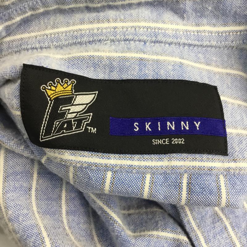 エフエイティー FAT シャツ、ブラウス 長袖 ストライプ L ストライプ 白 / ホワイト / X 水色 / ライトブルー / メンズ USED 古着 中古 10043015